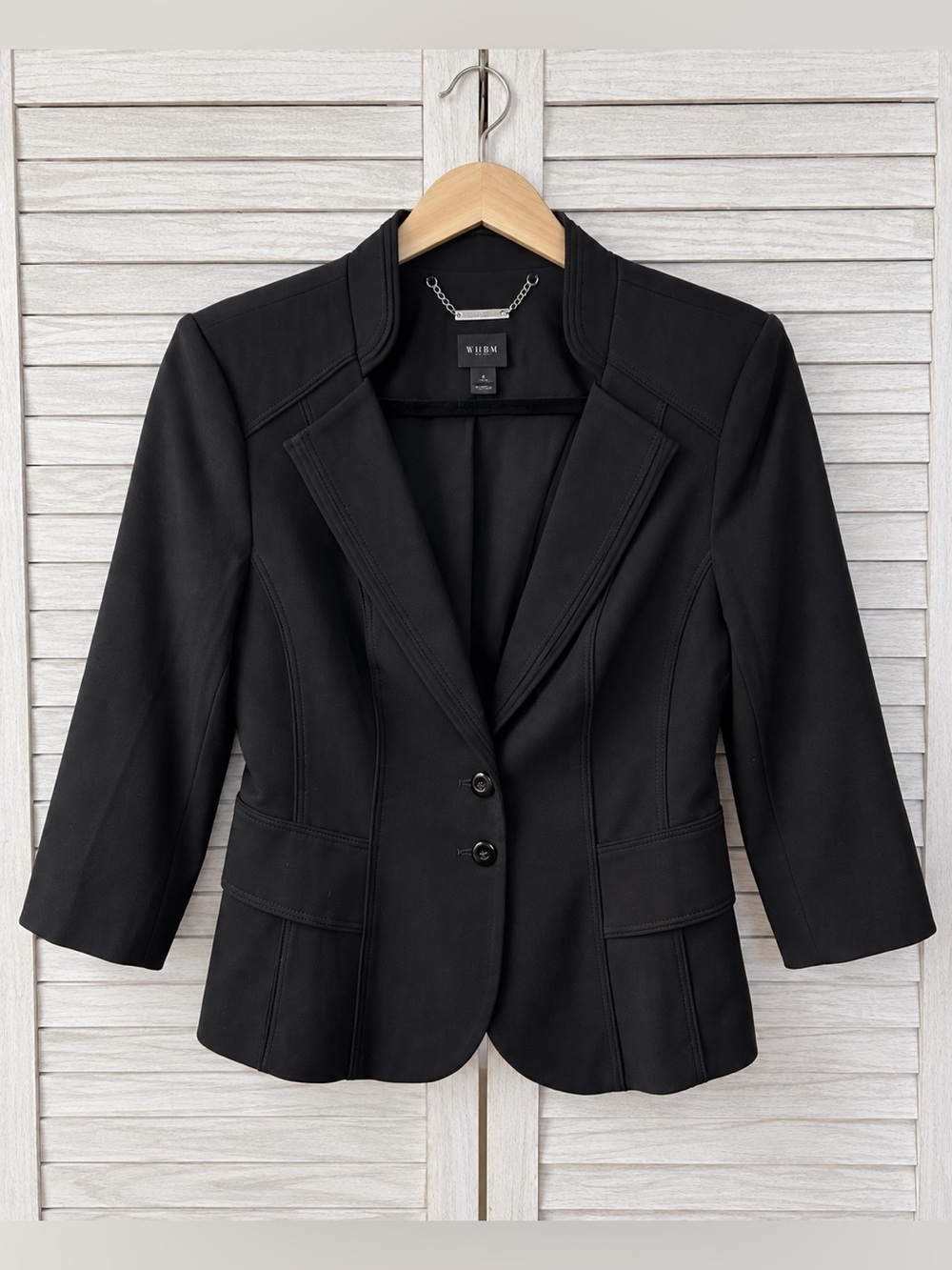 White House Black Market Black Tailored Blazer Size 8 Career Office Chic